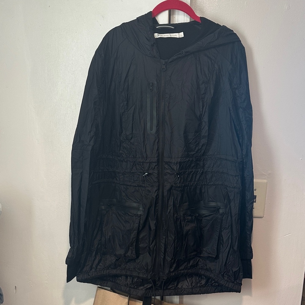 Blanc Noir Black Hooded Rain Coat